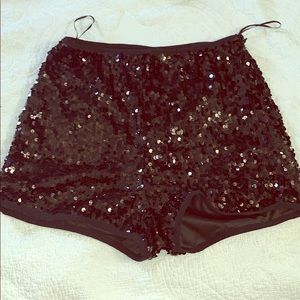 Black sequin shorts L